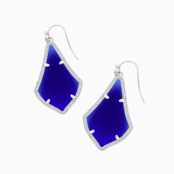 Kendra Scott Alex Cobalt Blue Earrings Silver Tone - Picture 5 of 6